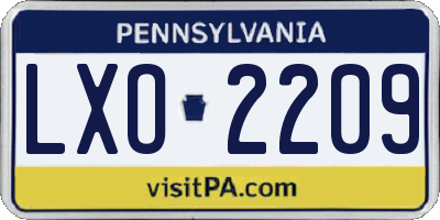 PA license plate LXO2209
