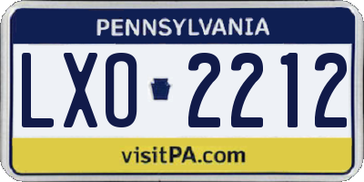 PA license plate LXO2212