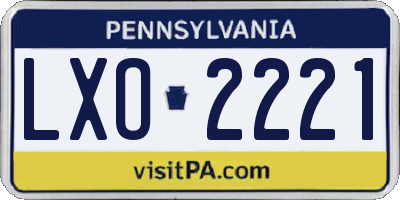PA license plate LXO2221