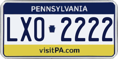 PA license plate LXO2222