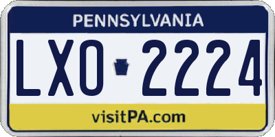 PA license plate LXO2224