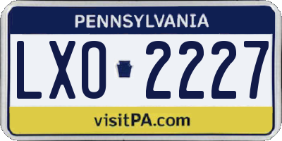PA license plate LXO2227