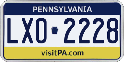 PA license plate LXO2228