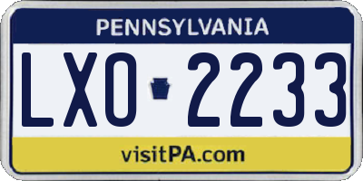 PA license plate LXO2233