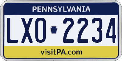 PA license plate LXO2234