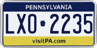 PA license plate LXO2235