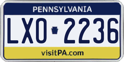 PA license plate LXO2236