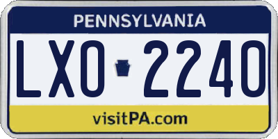 PA license plate LXO2240