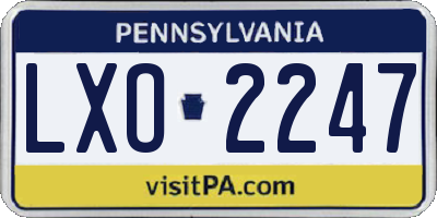 PA license plate LXO2247