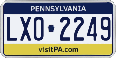 PA license plate LXO2249