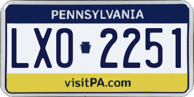 PA license plate LXO2251