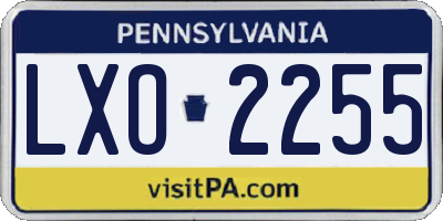 PA license plate LXO2255