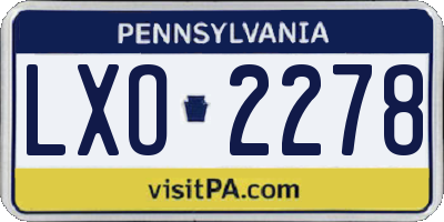 PA license plate LXO2278