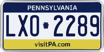 PA license plate LXO2289