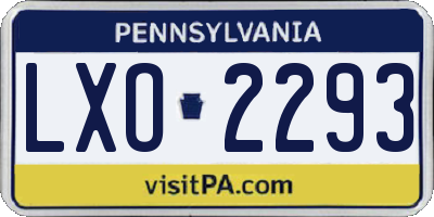 PA license plate LXO2293