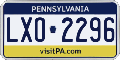 PA license plate LXO2296