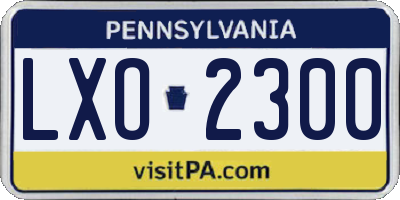 PA license plate LXO2300
