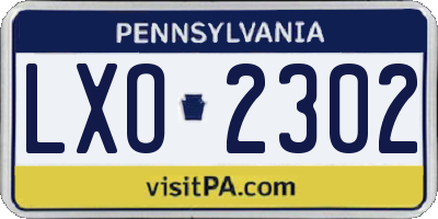 PA license plate LXO2302
