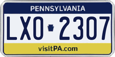 PA license plate LXO2307