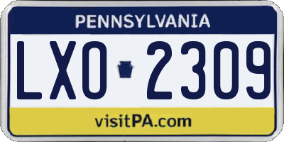 PA license plate LXO2309
