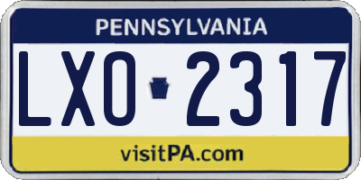 PA license plate LXO2317