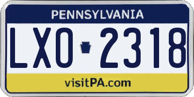 PA license plate LXO2318