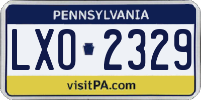 PA license plate LXO2329