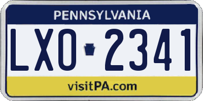PA license plate LXO2341