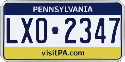 PA license plate LXO2347