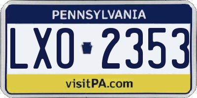 PA license plate LXO2353