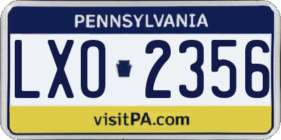 PA license plate LXO2356