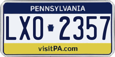 PA license plate LXO2357