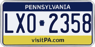 PA license plate LXO2358