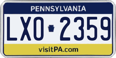 PA license plate LXO2359