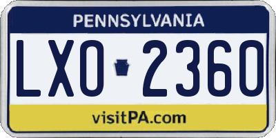 PA license plate LXO2360