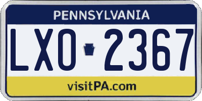 PA license plate LXO2367
