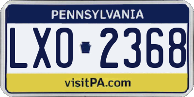 PA license plate LXO2368