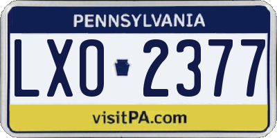 PA license plate LXO2377