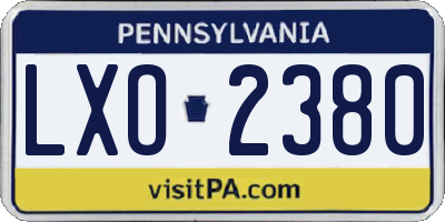 PA license plate LXO2380