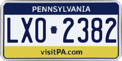 PA license plate LXO2382