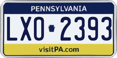 PA license plate LXO2393