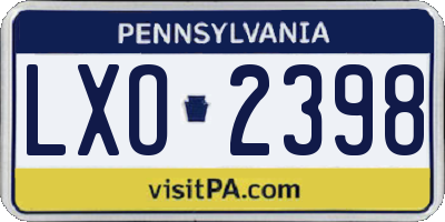 PA license plate LXO2398