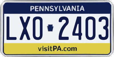PA license plate LXO2403