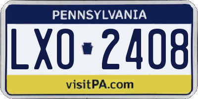 PA license plate LXO2408