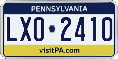 PA license plate LXO2410