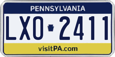 PA license plate LXO2411
