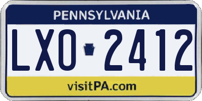 PA license plate LXO2412