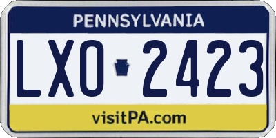 PA license plate LXO2423