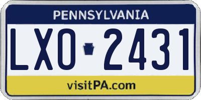 PA license plate LXO2431