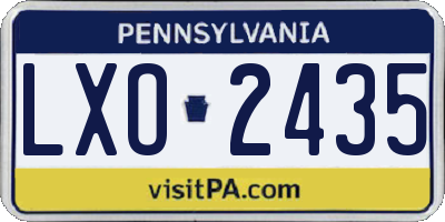 PA license plate LXO2435